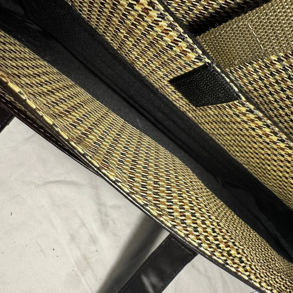 Cutter & Buck Mens Brown‎ Leather Canvas Briefcase Messenger Bag Business Laptop